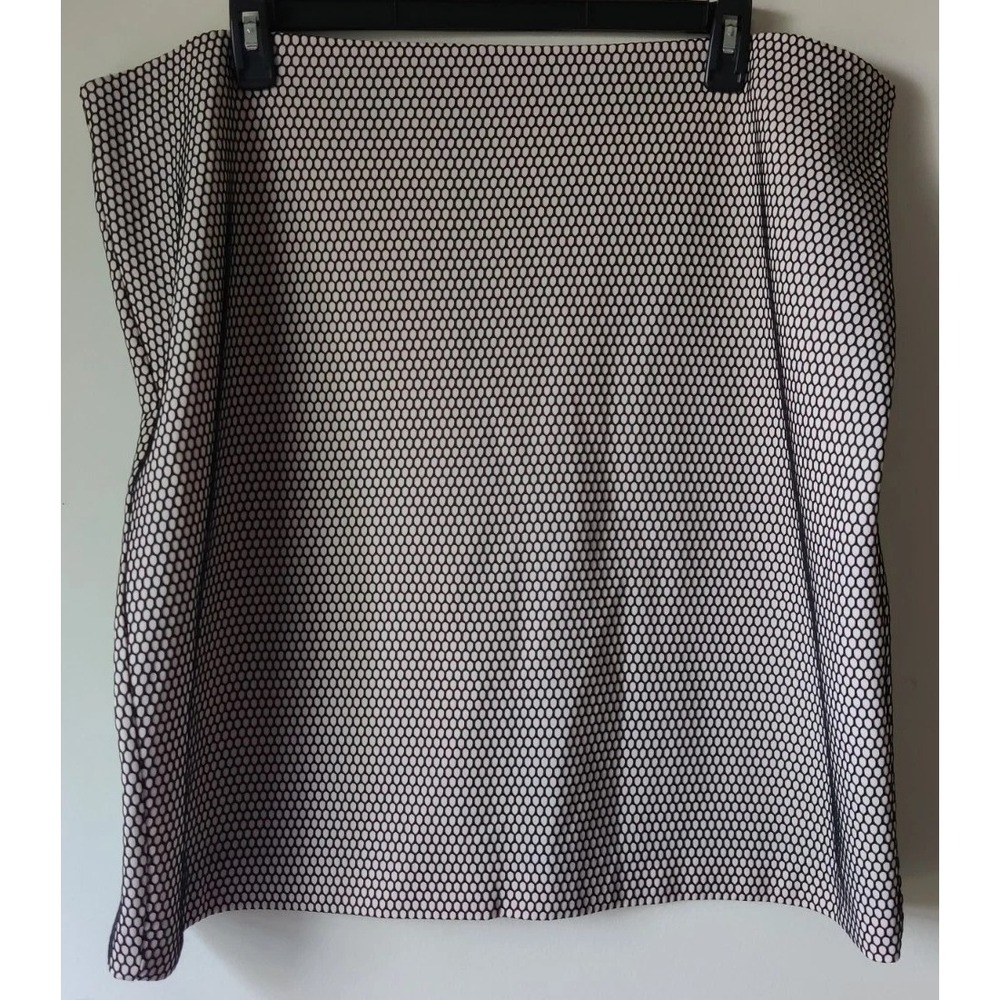 Alfani Women's Fishnet Skirt Beige/Black Knee Length Zip Back Size 22W Career
